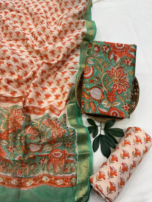 Natural Colours Premium Maheshwari Silk Unstitched Suit with Santoon Bottom – Festive Ready