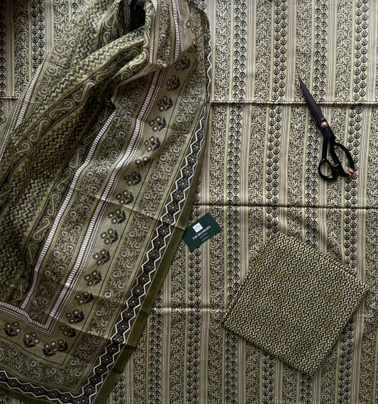 Floral Printed Cotton Suit With Mulmul Cotton Dupatta