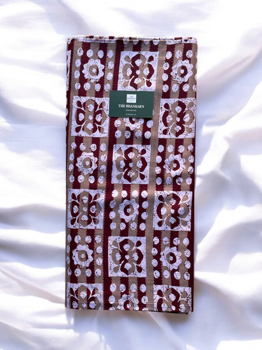 Maroon Batik Print Top and Bottom Cotton Combo Set Fabric 2.5 Mtr Top 2.5 Mtr Bottom
