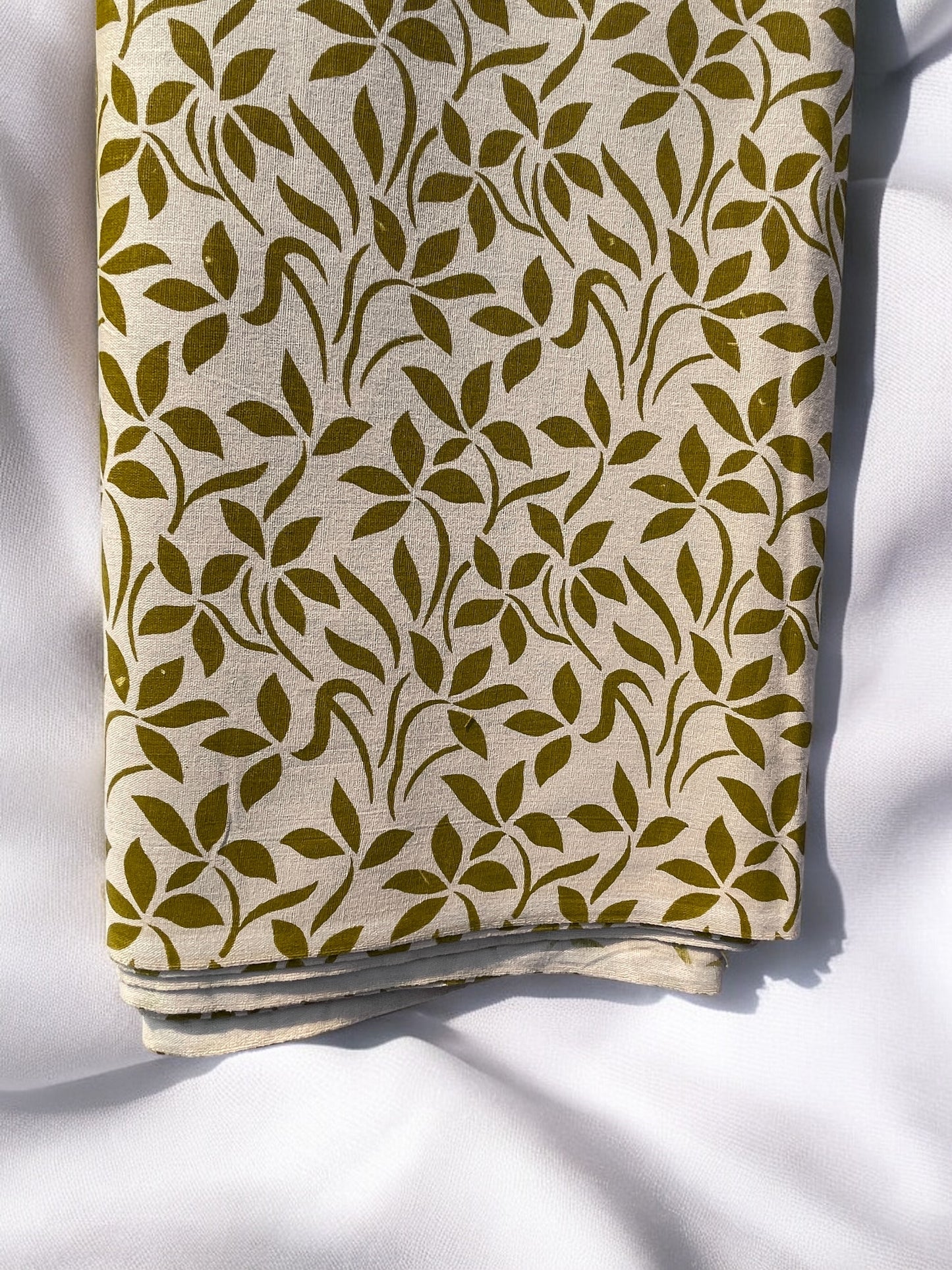 Mehndi colour Floral Print Top and Bottom Cotton Combo Set 2.5 Mtr top 2 mtr bottom