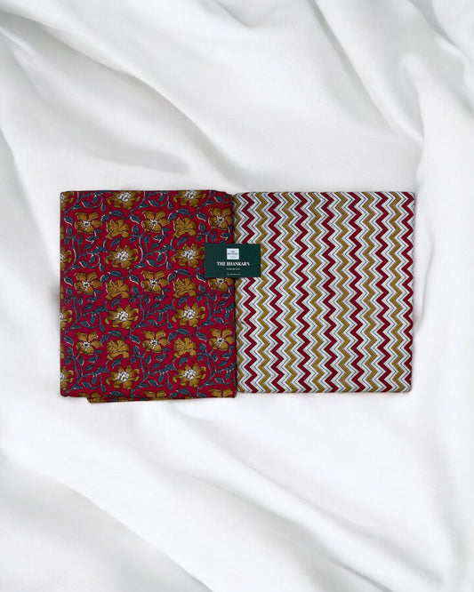 Kalamkari Top and Bottom Cotton Combo Set 2.5 Mtr Top 2.5 Mtr Bottom