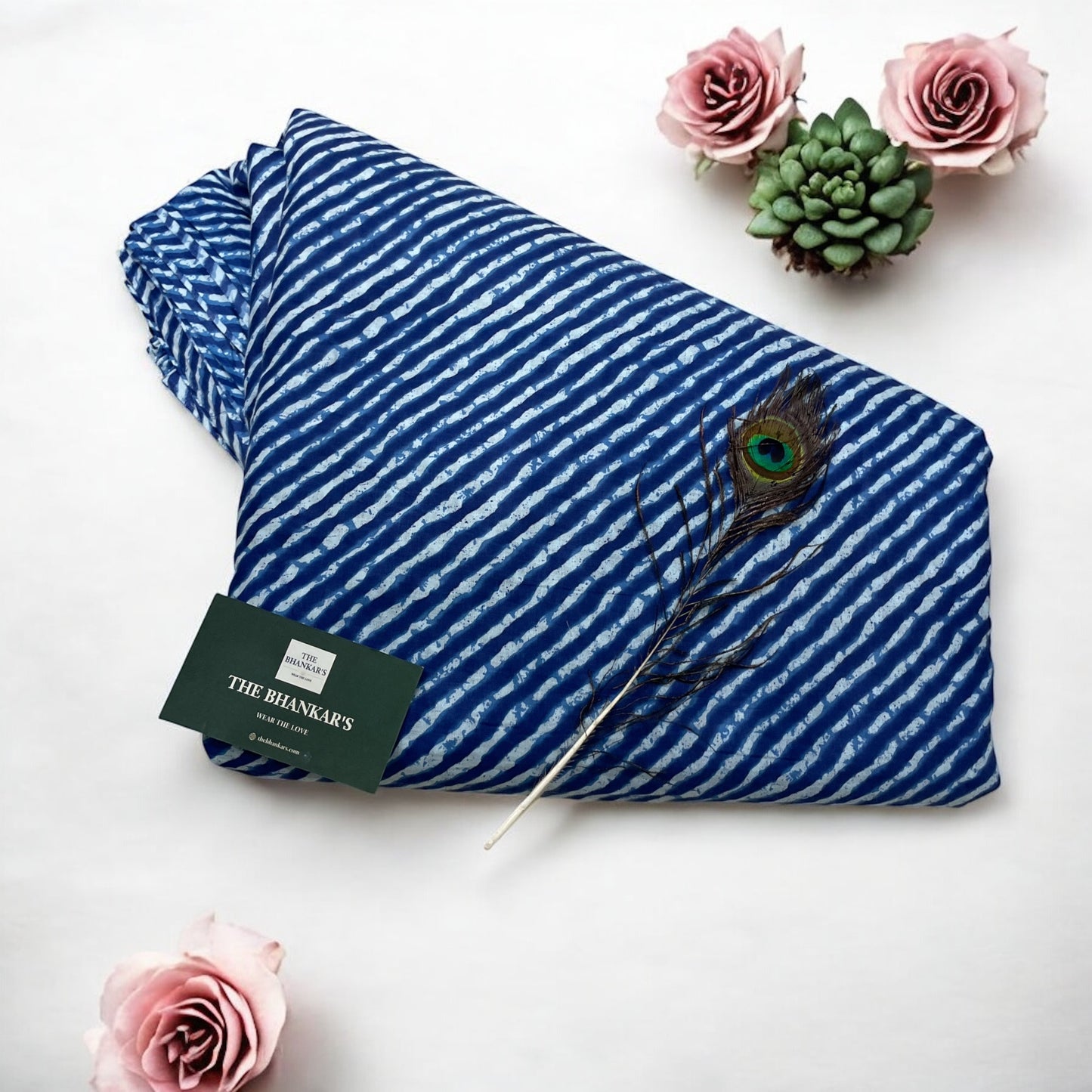 Blue Lahariya Print Cotton Fabric