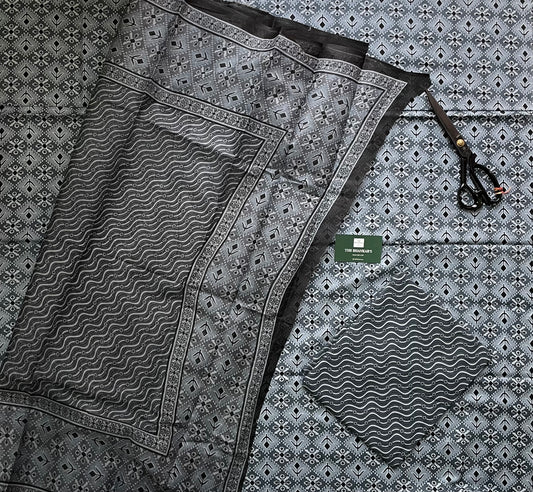 Grey Buti Beautiful Handblock Printed Cotton Suit With Mulmul Cotton Dupatta