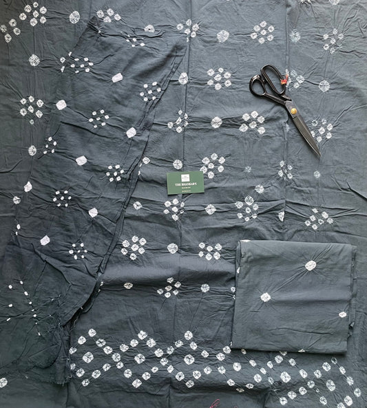 BANDHANI COTTON SUIT SET WITH MULMUL DUPATTA
