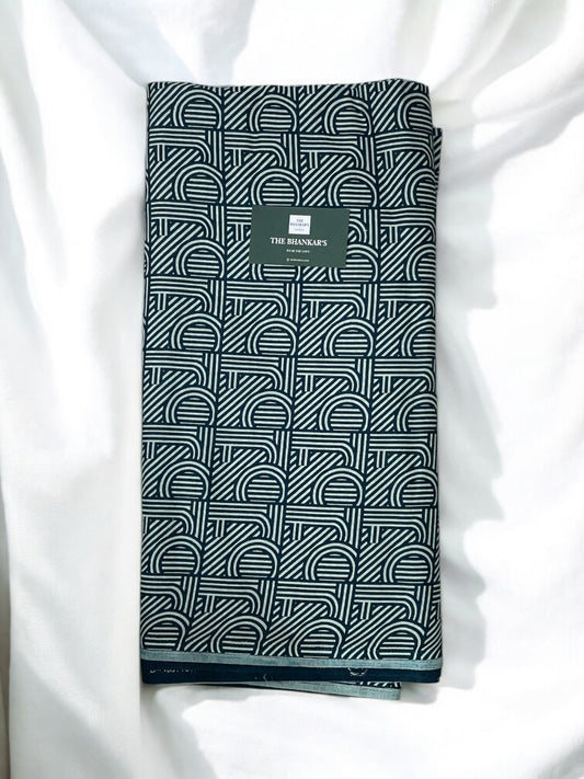 Teal Colour Floral Print Top and Bottom Cotton Fabric Combo Set 2.5 Mtr Top and 2.5 mtr Bottom