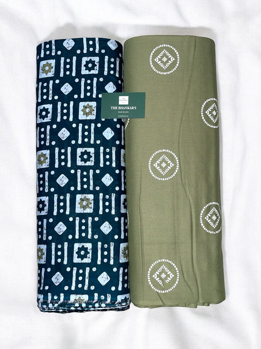 Batik Floral Print Top and Bottom Cotton Combo Set 2.5 Mtr Each