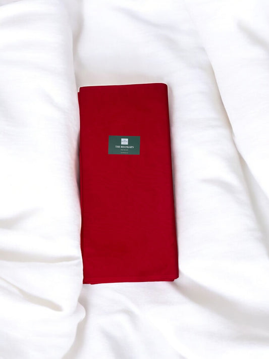 RED- CAMBRIC COTTON PLAIN DYED FABRIC 2.5 mtrs cut