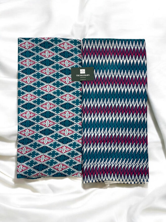 Ikkat Top and Bottom Cotton Combo Set 2.5 Mtr Top 2.5 Mtr Bottom