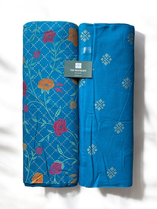 Hanblock Floral Print Top and Bottom Cotton Combo Set 2.5 Mtr Each