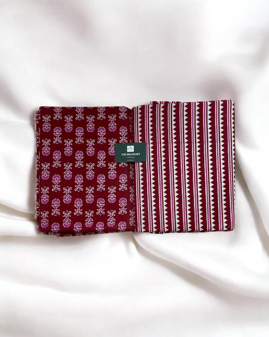 Mughal Buti Top and Bottom Cotton Combo Set 2.5 Mtr Top 2.5 Mtr Bottom