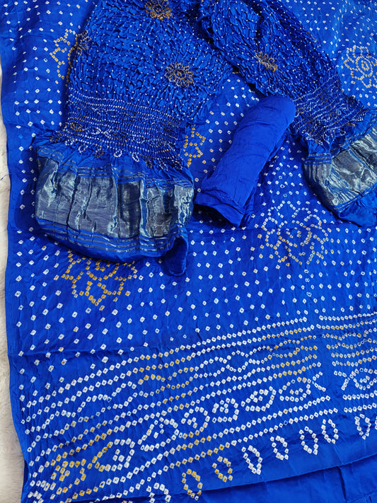 ROYAL BLUE GAJJI SILK FABRIC SUITS WITH HEAVY ZARI RICH HAND PALLU DUPATTA