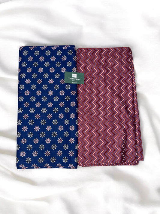 Small Floral Top with Zig Zag Bottom Print Top and Bottom Cotton Combo Set 2.5 Mtr Each