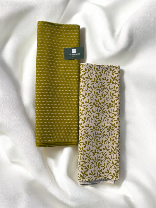 Mehndi colour Floral Print Top and Bottom Cotton Combo Set 2.5 Mtr top 2 mtr bottom