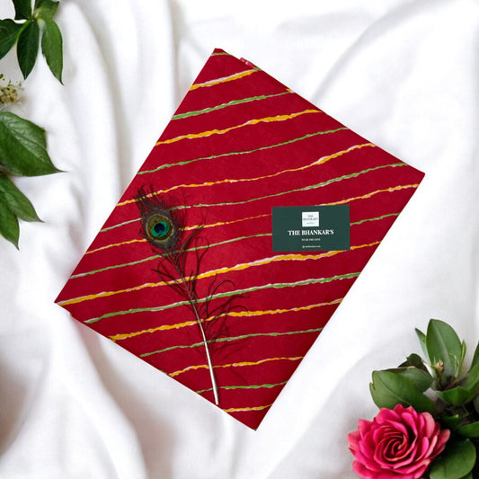 Red Multicoloured Lahariya Print Cotton Fabric