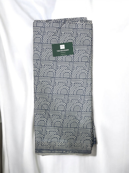 Grey Colour Floral Print Top and Bottom Cotton Fabric Combo Set 2.5 Mtr Top and 2.5 mtr Bottom