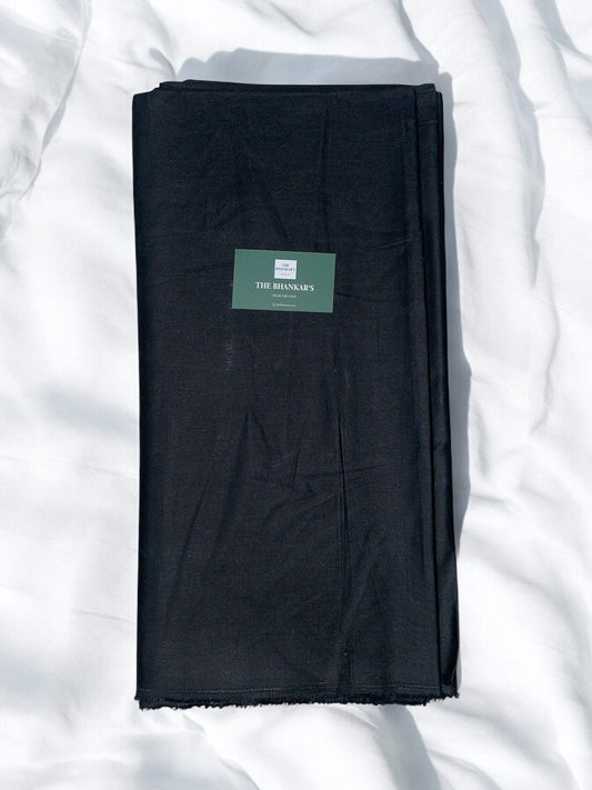 BLACK - SILKY JAAM PLAIN DYED FABRIC 2.5 mtrs cut
