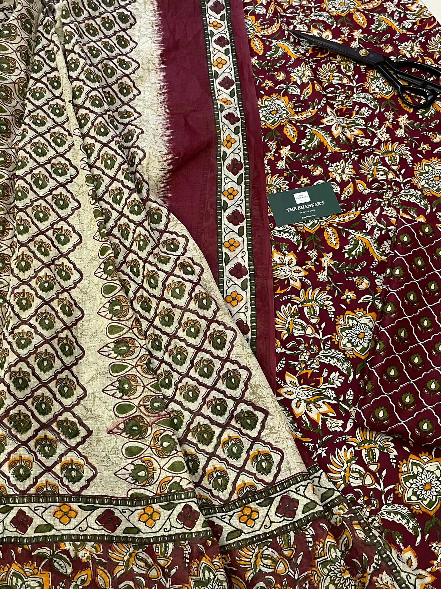 Kalamkari Handblock Printed Cotton Suit With Mulmul Cotton Dupatta
