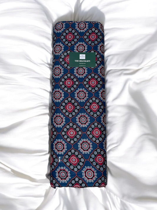Blue Colour Ajrakh Print Top and Bottom Cotton only bottom 1.5 mtrs