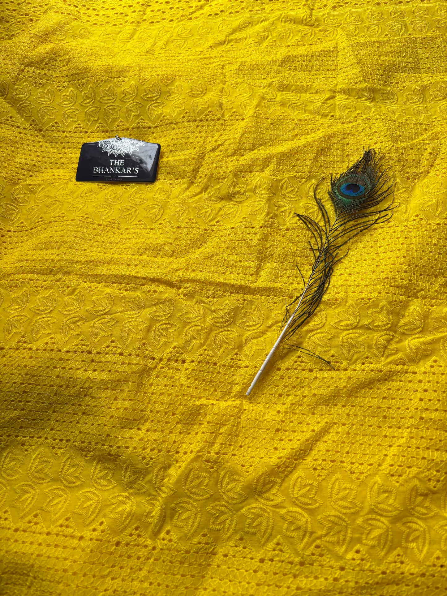 Lime Colour Hokba Embroidery Fabric Soft and Smooth touch 2.5 mtrs cut