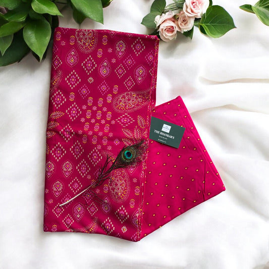 Pink Paisley Print Top and Bottom Cotton Combo Set Fabric 2.5 Mtr Top 2.5 Mtr Bottom