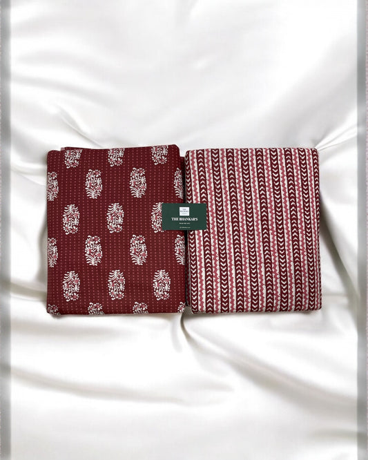 Floral Top and Bottom Cotton Combo Set 2.5 Mtr Top 2.5 Mtr Bottom
