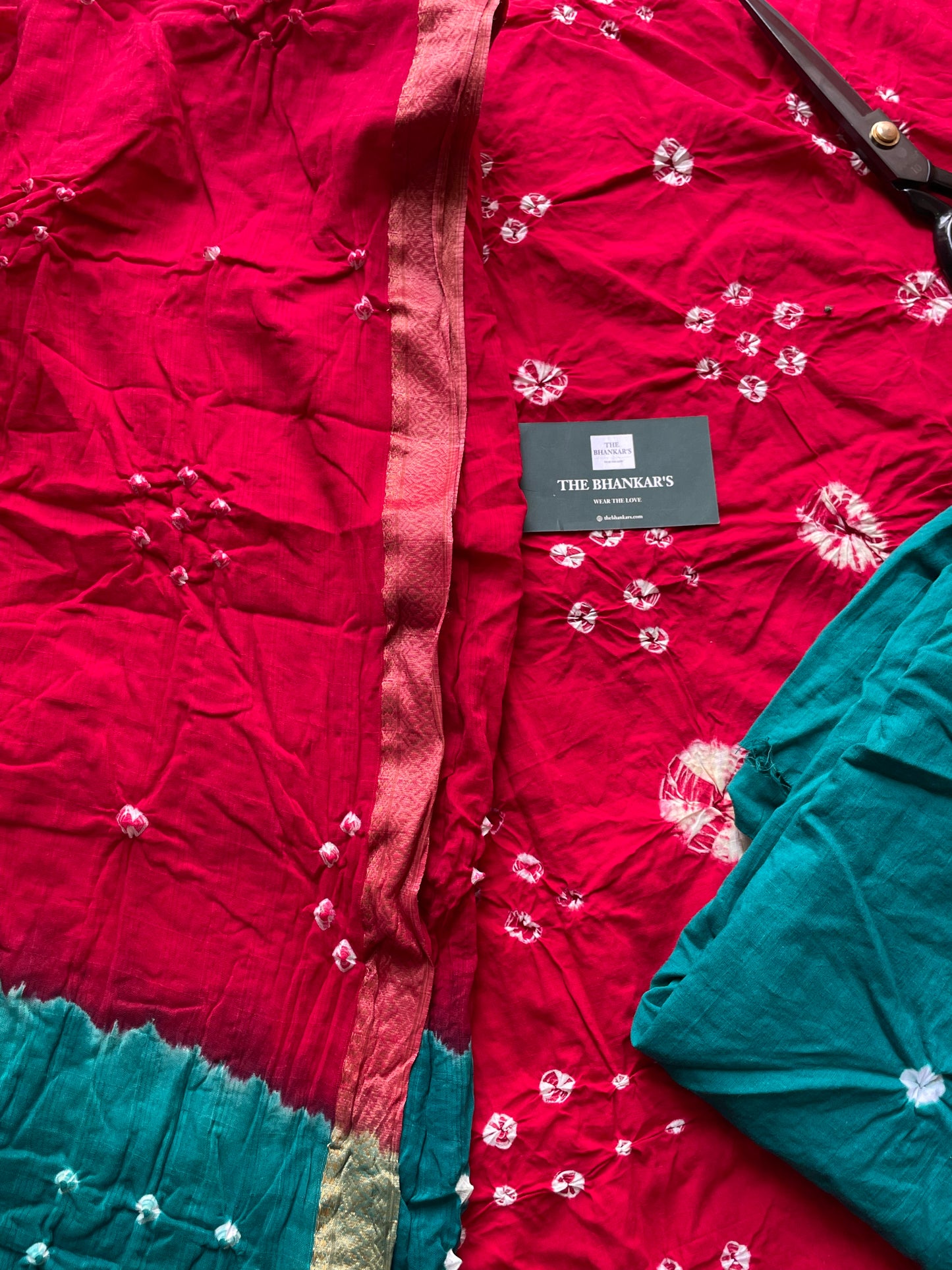 BANDHANI COTTON SUIT SET WITH MULMUL DUPATTA