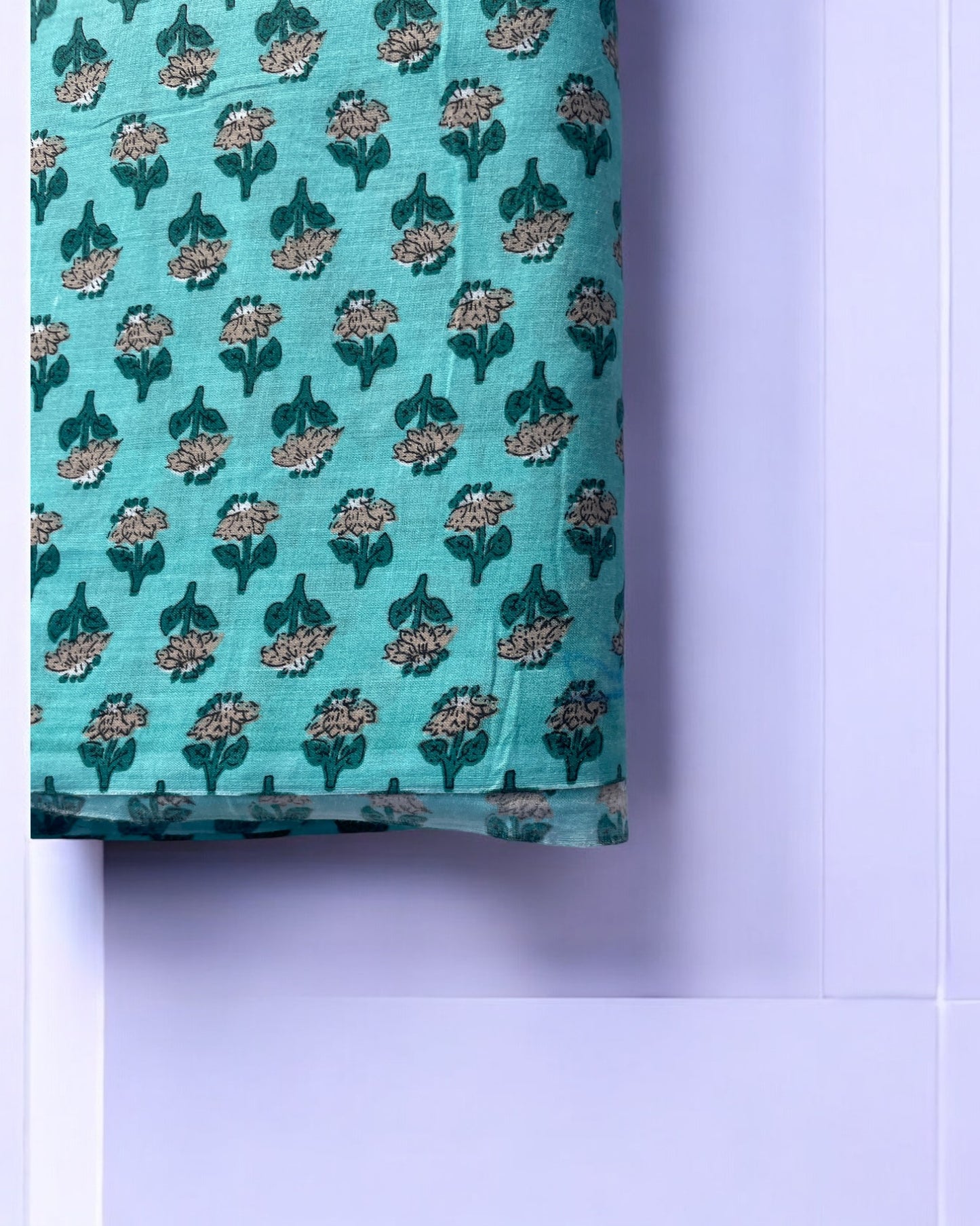 Tourquise Small Buti Print Cotton Fabric