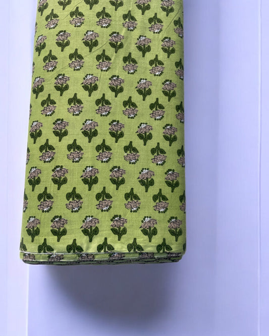 Light Green Small Buti Print Cotton Fabric