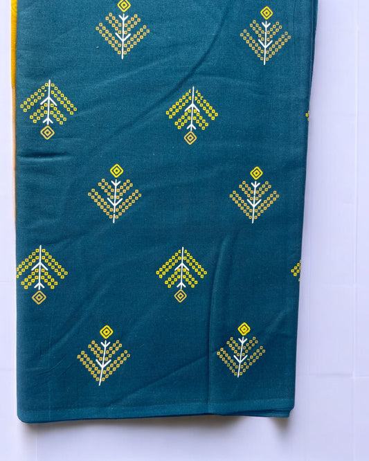 Mustrud Colour Top and Floral Bottom Cotton Combo Set 2.5 Mtr Each