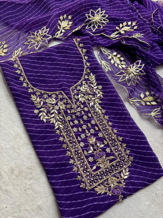 Festive Special Leheriya Georgette Suit with Heavy Hand Embroidery zardozi work | THE BHANKAR'S