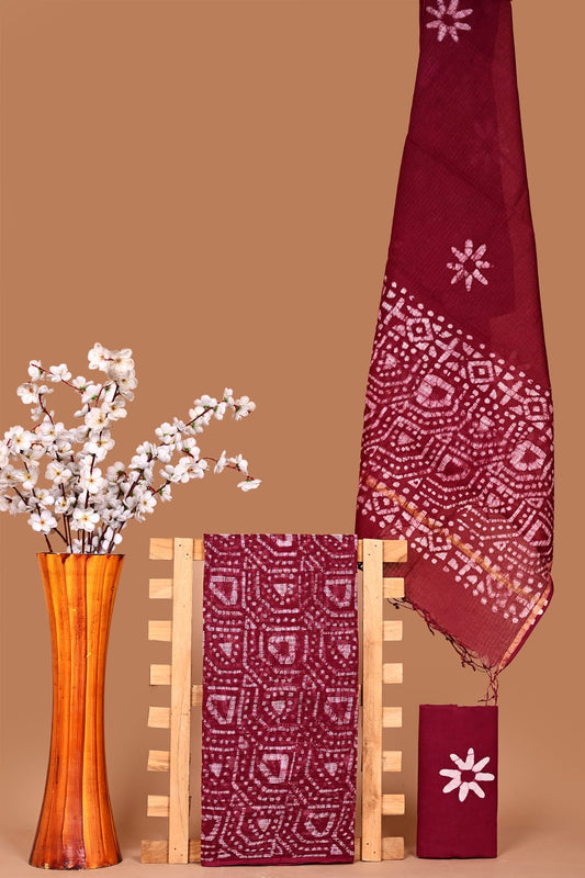 Sanganeri Handblock Printed Kota Doria Suit Material With Kota Doria Dupatta with Jari Border| The Bhankar's| RF