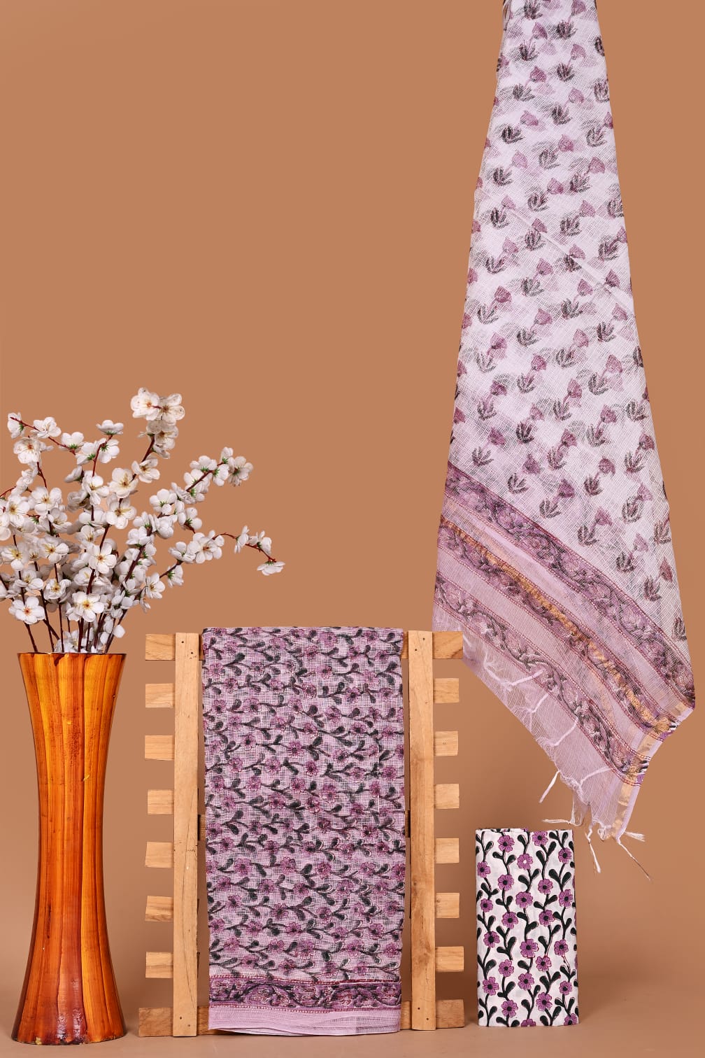 Bagru Handblock Printed Kota Doria Suit Material With Kota Doria Dupatta with Jari Border| The Bhankar's| RF