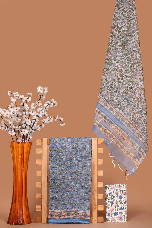 HANDBLOCK Kota Doria Suit Material With Kota Doria Dupatta with Jari Border| The Bhankar's | RF