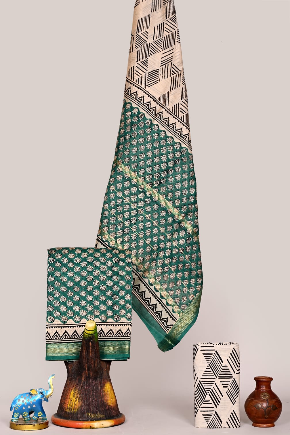 Natural Colours Premium Maheshwari Silk Unstitched Suit with Cotton Bottom – Festive Ready | The Bhankar's | RF