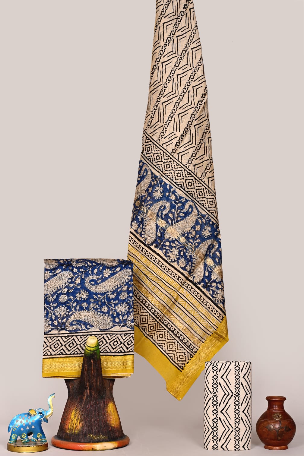 Premium Maheshwari Silk Unstitched Suit with Cotton Bottom – Festive Ready | THE BHANKAR'S | RF
