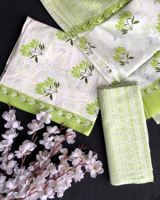 Hand Block Printed Cotton Suit With Mulmul Cotton Dupatta