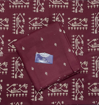 Wine Floral Print Top and Bottom Cotton Combo Set 2.5 Mtr Each