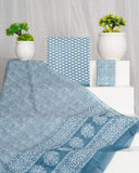 Hand Block Printed Cotton Suit With Mulmul Cotton Dupatta
