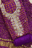 Purple GHATCHOLA Round Neck BANDHANI Art SILK FABRIC SUITS WITH BEAUTIFUL HAND GOTAPATTI WORK DUPATTA