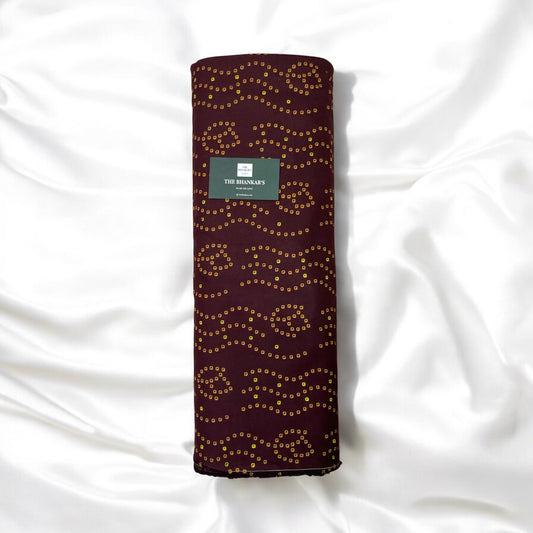 Brown Yellow Bandhej Print Top and Bottom Cotton Combo Set 2.5 Mtr Each