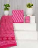 Hand Block Printed Cotton Suit With Mulmul Cotton Dupatta