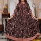 Bagru Handblock Printed Anarkali Set With Kota doria Dupatta with Zari Border