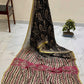 Exclusive Handblock Printed Pure Double Diamond Chiffon Saree in Black with Vibrant Pink & Gold Zari | Premium Bemberg Silk Chiffon with Paisley Pallu