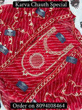 Wedding & Karwa Chouth Special Red Lahariya Georgette Suit with Heavy Hand Embroidery zardozi work | THE BHANKAR'S