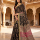 Exclusive Handblock Printed Pure Double Diamond Chiffon Saree in Black with Vibrant Pink & Gold Zari | Premium Bemberg Silk Chiffon with Paisley Pallu