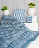 Hand Block Printed Cotton Suit With Mulmul Cotton Dupatta