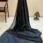 Exclusive Handblock Printed Pure Double Diamond Chiffon Saree in Deep Navy Blue | Premium Bemberg Silk Chiffon with Intricate Gold Zari Border