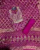 RANI COLOUR GHATCHOLA BANDHANI BANARASI SILK FABRIC SUITS WITH BEAUTIFUL HAND GOTAPATTI WORK DUPATTA