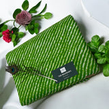 Parrot Green Lahariya Print Cotton Fabric