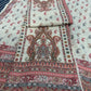 Off White Panel Style Floral Printed Semi Pashmina Winter Suit Set